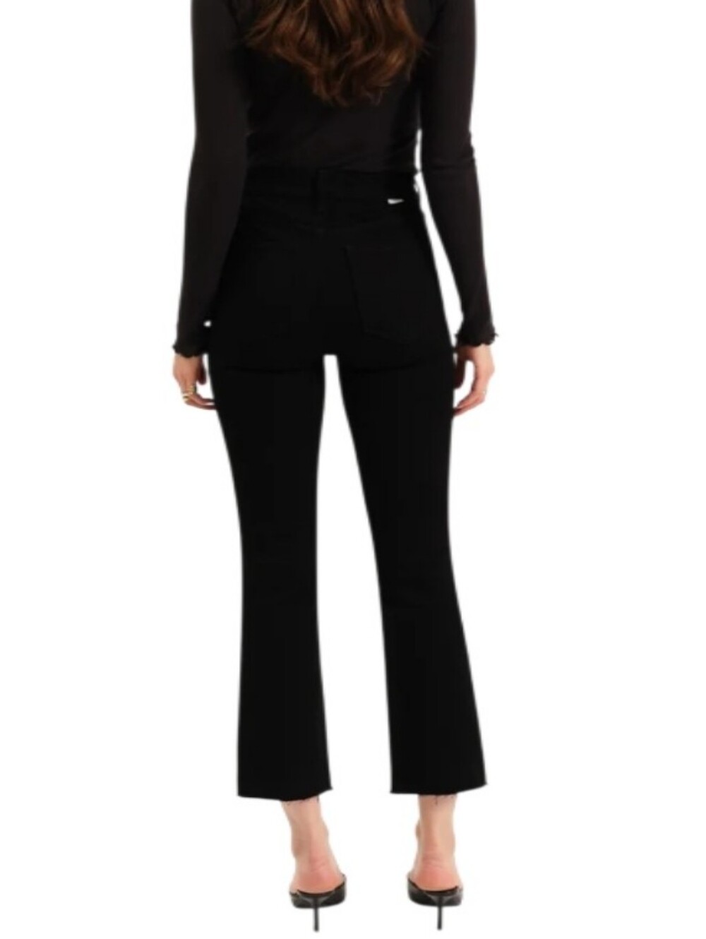 Daze Denim Shy Girl Black High-Rise Crop Flare Jeans-NWT - Picture 2 of 9